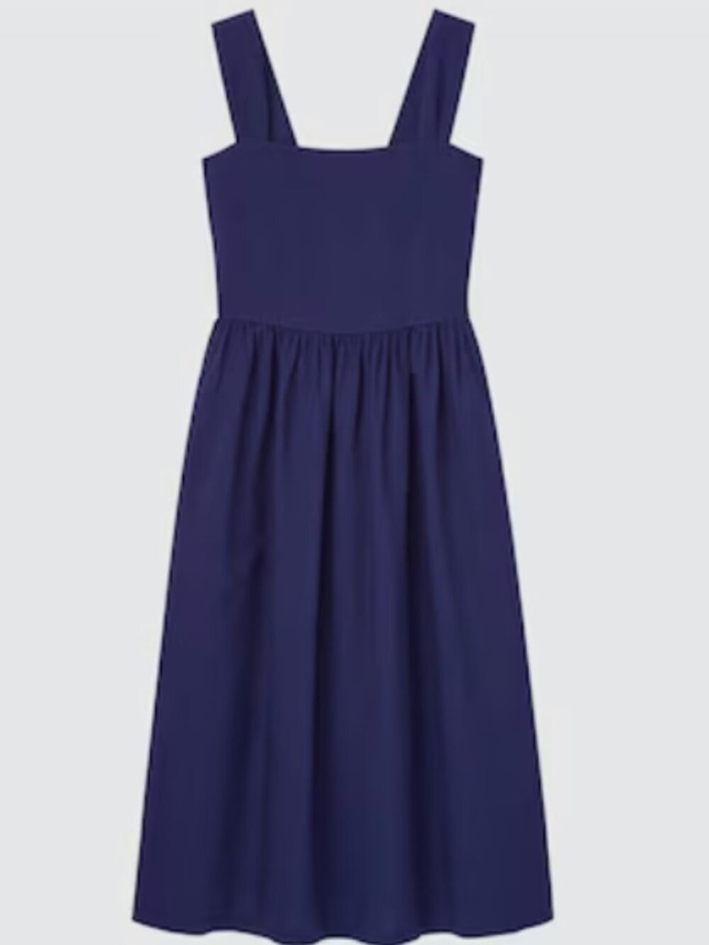 UNIQLO Linen-Blend Shirred Sleeveless Dress | Size S | Navy